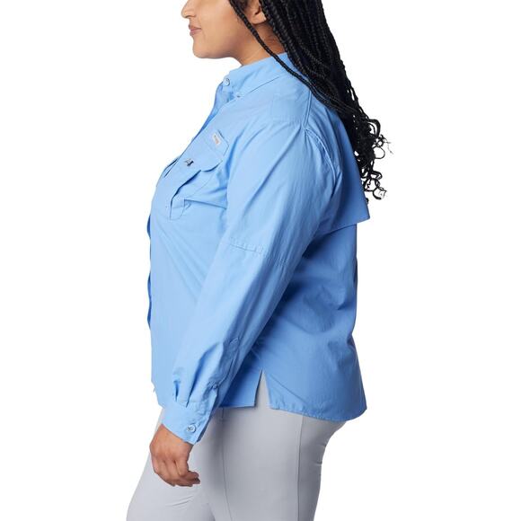 Columbia Bahama Long Sleeve Button Down Shirt Women Plus Size US 1X Light Blue - Picture 3 of 4